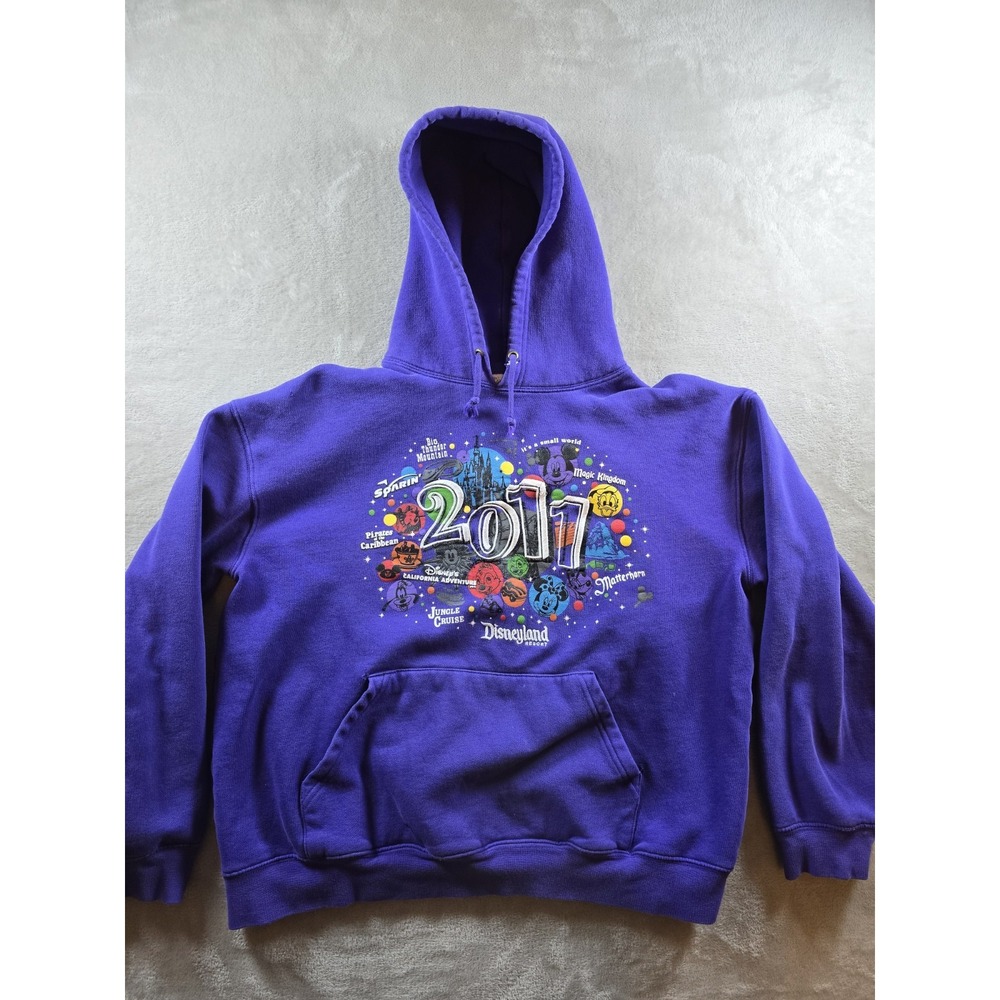 Disney Womens Medium 2011 Hoodie‎ Sweatshirt Fleece Purple Mickey Mouse